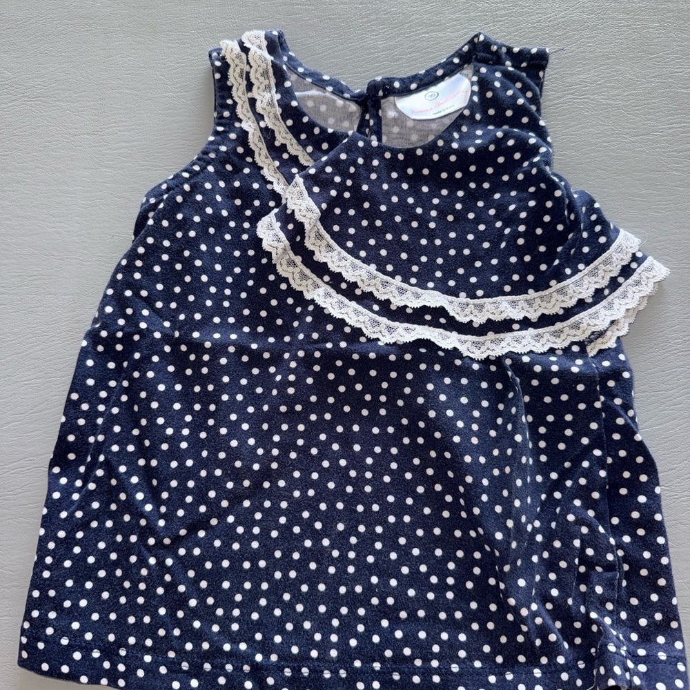 Hanna Andersson Navy Polka Dot Tank with Lace‎